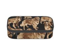 Longzehao Golden Retrievers Print Pencil Case Large Capacity Storage Pouch Holder Office Organizer box Makeup Bag