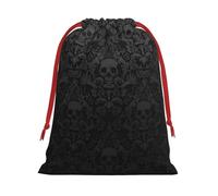 Longzehao gothic wallpaper skull Print Drawstring Gift Bags For Christmas,Holiday Gift Wrapping Bag Assorted Sizes