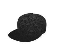 Longzehao Gothic Wallpaper Skull Print Snapback Hat for Men Women,Hip Hop Style Adjustable Baseball Cap Black