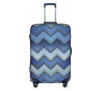 Longzehao Gradient Blue Denim Print Travel Luggage Cover,Elastic Suitcase Cover Protector Fit 18-32 Inch Luggage, White, M