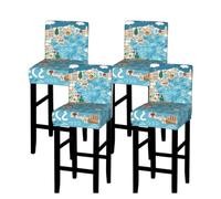 Longzehao Greece Map Print Bar Stool Chair Covers,Stretch Washable Barstool Seat Covers with Backs