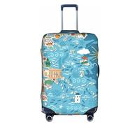 Longzehao Greece Map Print Travel Luggage Cover,Elastic Suitcase Cover Protector Fit 18-32 Inch Luggage, White, M