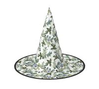 Longzehao Green Eucalyptus Leaves Print Halloween Costume Witch Hat Christmas Cap for Cosplay carnival party Decoration