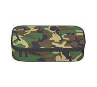 Longzehao Green Military Camo Print Pencil Case Large Capacity Storage Pouch Holder Office Organizer box Makeup Bag