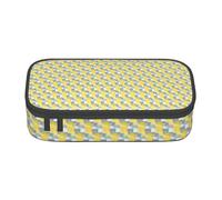 Longzehao Grey And Yellow Abstract Art Painting Print Pencil Case Large Capacity Storage Pouch Holder Office Organizer box Makeup Bag