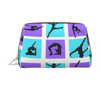 Longzehao Gymnastics Game Print Leather Zipper Makeup Bag Cosmetic Pouch Travel Organizer Toiletry Bag Clutch, White, One Size, Color: white., One Size, Colour: white., One size