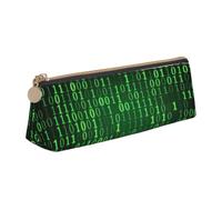Longzehao hacker era Print Leather Pencil Pouch Cosmetic Makeup Bag Pen Office Stationerys Markers Case