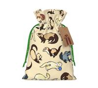 Longzehao Hairy Ferret Print Christmas Drawstring Gift Bags,Gift Wrapping Bag for Xmas Holiday Birthday Party