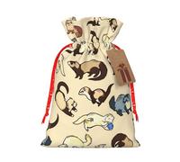 Longzehao Hairy Ferret Print Christmas Drawstring Gift Bags,Gift Wrapping Bag for Xmas Holiday Birthday Party
