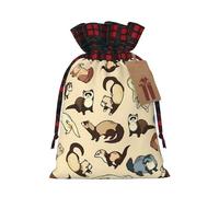 Longzehao Hairy Ferret Print Christmas Drawstring Gift Bags,Gifts Wrapping Bag for Birthday Holiday Xmas Party
