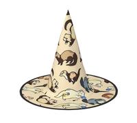 Longzehao Hairy Ferret Print Halloween Costume Witch Hat Adults Cosplay carnival party Costume Accessories