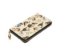 Longzehao Hairy Ferret Print Premium Leather Zip Around Wallet for Men and Women Checkbook Cover RFID Blocking