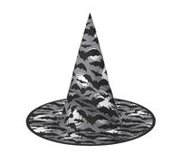 Longzehao Halloween Bats Grey Print Halloween Costume Witch Hat Adults Cosplay carnival party Costume Accessories