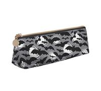 Longzehao Halloween Bats Grey Print Simple Triangular Pencil Case Storage Bag for Stationery, Cosmetics, Toiletries, White, One Size, Art Deco, white( ), One Size, Art Deco