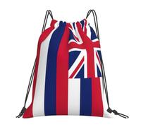 Longzehao Hawaii Flag Print Drawstring Backpack Sports Gym Beach Sack Yoga Dance Cinch Bag for Women Men