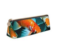 Longzehao HD Koi Fish Print Simple Triangular Pencil Case Storage Bag for Office Supplies, Cosmetics, Toiletries, White, One Size, Art Deco, White, One size, art deco