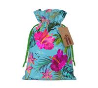 Longzehao Hello Hawaii Print Christmas Drawstring Gift Bags,Gift Wrapping Bag for Xmas Holiday Birthday Party