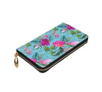 Longzehao Hello Hawaii Print Premium Leather Zip Around Wallet for Men and Women Checkbook Cover RFID Blocking