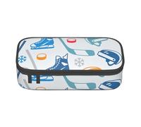 Longzehao Hockey Elements Creative Patterned Print Pencil Case Large Capacity Storage Pouch Holder Office Organizer box Makeup Bag
