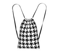 Longzehao Houndstooth Black Print Drawstring Backpack,String Backpack Storage bag for Gym Traveling Sport Beach Swim