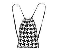 Longzehao Houndstooth Black Print Drawstring Backpack,String Backpack Storage bag for Gym Traveling Sport Beach Swim