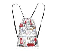Longzehao I Love London Print Drawstring Backpack,String Backpack Storage bag for Gym Traveling Sport Beach Swim