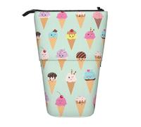 Longzehao Ice Cream Cones Print Telescopic Pencil Bag Pen Holder Pop Up Storage Case,Standing Portable pen Case