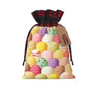 Longzehao Ice Cream Print Christmas Drawstring Gift Bags,Gifts Wrapping Bag for Birthday Holiday Xmas Party