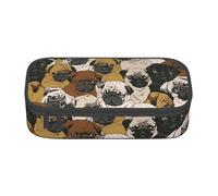 Longzehao Imagen De Pug Print Pencil Case Large Capacity Storage Pouch Holder Office Organizer box Makeup Bag