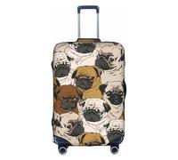 Longzehao Imagen De Pug Print Travel Luggage Cover,Elastic Suitcase Cover Protector Fit 18-32 Inch Luggage, White, XL