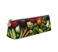 Longzehao Introducing Various Vegetables Print Simple Triangular Pencil Case Storage Bag for Office Supplies, Cosmetics, Toiletries, White, One Size, Art Deco, White, One size, art deco