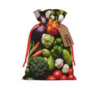 Longzehao Introduction of various vegetables Print Christmas Drawstring Gift Bags,Gift Wrapping Bag for Xmas Holiday Birthday Party