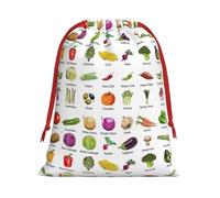Longzehao Introduction of various vegetables Print Drawstring Gift Bags For Christmas,Holiday Gift Wrapping Bag Assorted Sizes