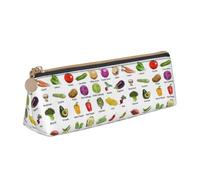 Longzehao Introduction of various vegetables Print Leather Pencil Pouch Cosmetic Makeup Bag Pen Office Stationerys Markers Case