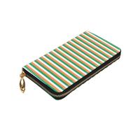 Longzehao Irish flag Print Premium Leather Zip Around Wallet for Men and Women Checkbook Cover RFID Blocking