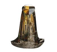 Longzehao Italian Old Street Print Hooded Cape For youngsters with Halloween Christmas Cosplay Hooded Cloak Costume