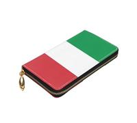 Longzehao italy flag Print Premium Leather Zip Around Wallet for Men and Women Checkbook Cover RFID Blocking