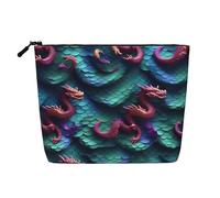 Longzehao Large Capacity 3D Magical Dragon Scales Pattern Print Fake Hemp,Makeup Bag,Travel Bag Pouch,Toiletry Bag with Zipper
