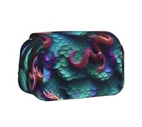 Longzehao Large Capacity 3D Magical Dragon Scales Pattern Print Pen Case Organizer Makeup Office Pouch Multi-functional Storage Bag