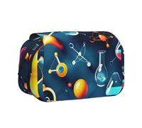 Longzehao Large Capacity Abstract Science Chemistry Print Pen Case Organizer Makeup Office Pouch Multi-functional Storage Bag