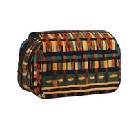 Longzehao Large Capacity African Classic Weave Print Pen Case Organizer Makeup Office Pouch Multi-functional Storage Bag