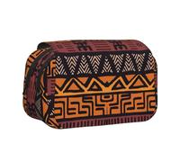 Longzehao Large Capacity African Mud Cloth Tribal Print Pen Case Organizer Makeup Office Pouch Multi-functional Storage Bag