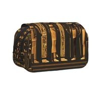 Longzehao Large Capacity Ancient Egyptian Hieroglyph Print Pen Case Organizer Makeup Office Pouch Multi-functional Storage Bag