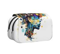 Longzehao Large Capacity Artificial Intelligence Brain Print Pen Case Organizer Makeup Office Pouch Multi-functional Storage Bag