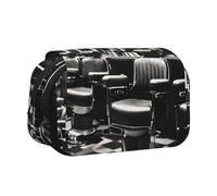 Longzehao Large Capacity Barber Shop Monochrome Style Print Pen Case Organizer Makeup Office Pouch Multi-functional Storage Bag