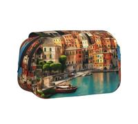 Longzehao Large Capacity beautiful Italy Print Pen Case Organizer Makeup Office Pouch Multi-functional Storage Bag