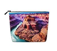Longzehao Large Capacity Beauty Grand Canyon Print Fake Hemp,Makeup Bag,Travel Bag Pouch,Toiletry Bag with Zipper., Black, One Size, Black, One Size