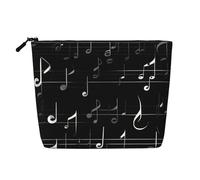 Longzehao Large Capacity Black Music Nuts Printing Fake Hemp, Makeup Bag, Travel Bag Bag, Toiletry Bag with Zipper., Black, One Size, Black, One Size, Black, One size