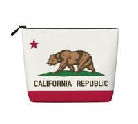 Longzehao Large Capacity California State Flag Print Fake Hemp, Makeup Bag, Travel Bag, Toiletry Bag with Zipper., Black, One Size, Black, One Size, Black, One size