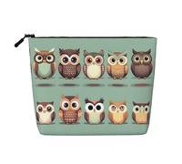 Longzehao Large Capacity Cartoon Owls Cute Print Fake Hemp, Makeup Bag, Travel Bag Pouch, Toiletry Bag with Zipper., Black, One Size, Black, One Size, Black, One size